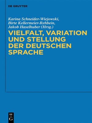 cover image of Vielfalt, Variation und Stellung der deutschen Sprache
